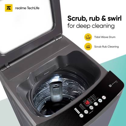 Buy realme TechLife 7.5 kg 5 Star Rating Fabric Safe Wash Fully Automatic Top Load Grey + 10% off on SBI Credit Card