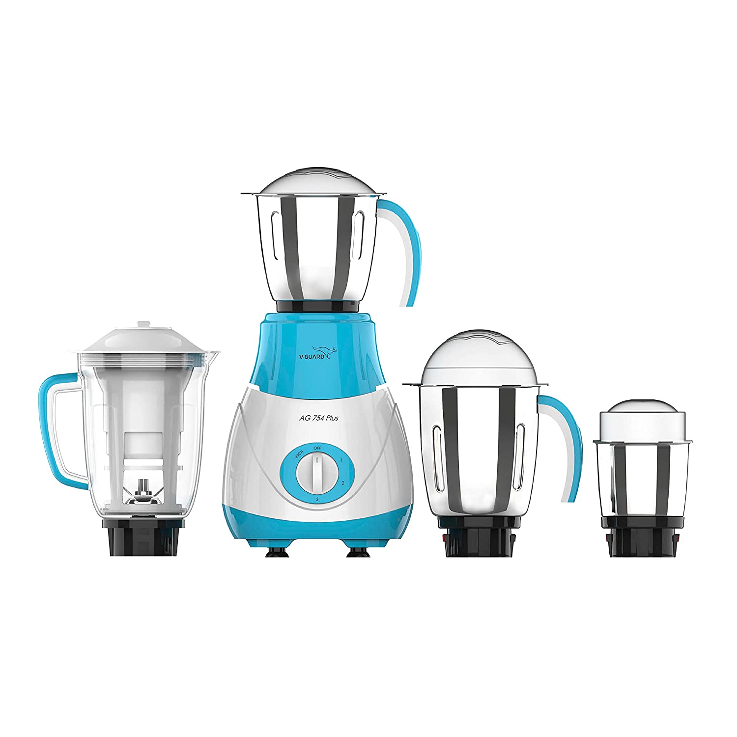Buy V-Guard AG 754 Plus Mixer Grinder 750 W with 3 Stainless Steel Jars and 1 Juicer Jar (Blue White)