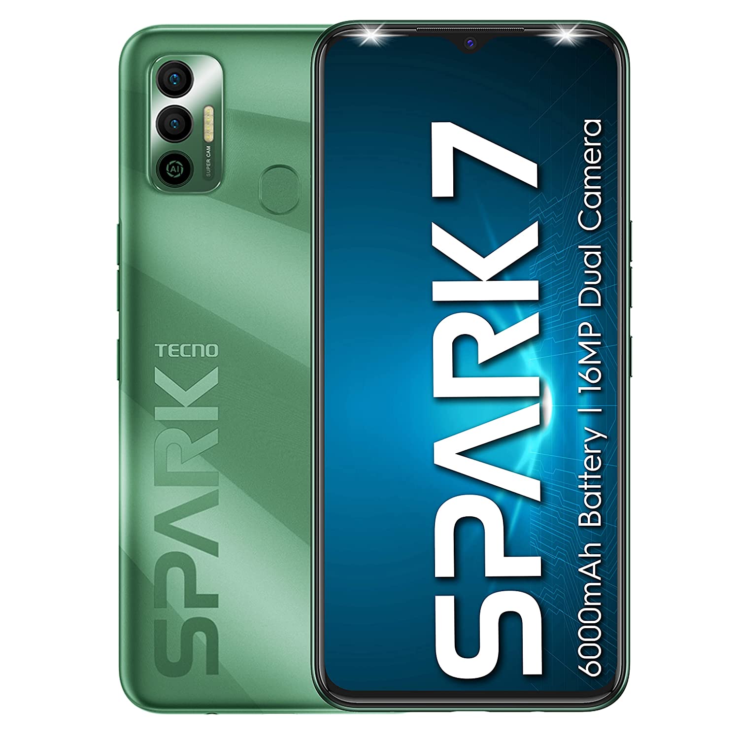 PW EXCLUSIVE | Buy Tecno Spark 7 (Spruce Green, 2GB RAM, 32 GB Storage) - 6000mAh Battery|16 MP Dual Camera| 6.52? Dot Notch Display| Octa Core Processor