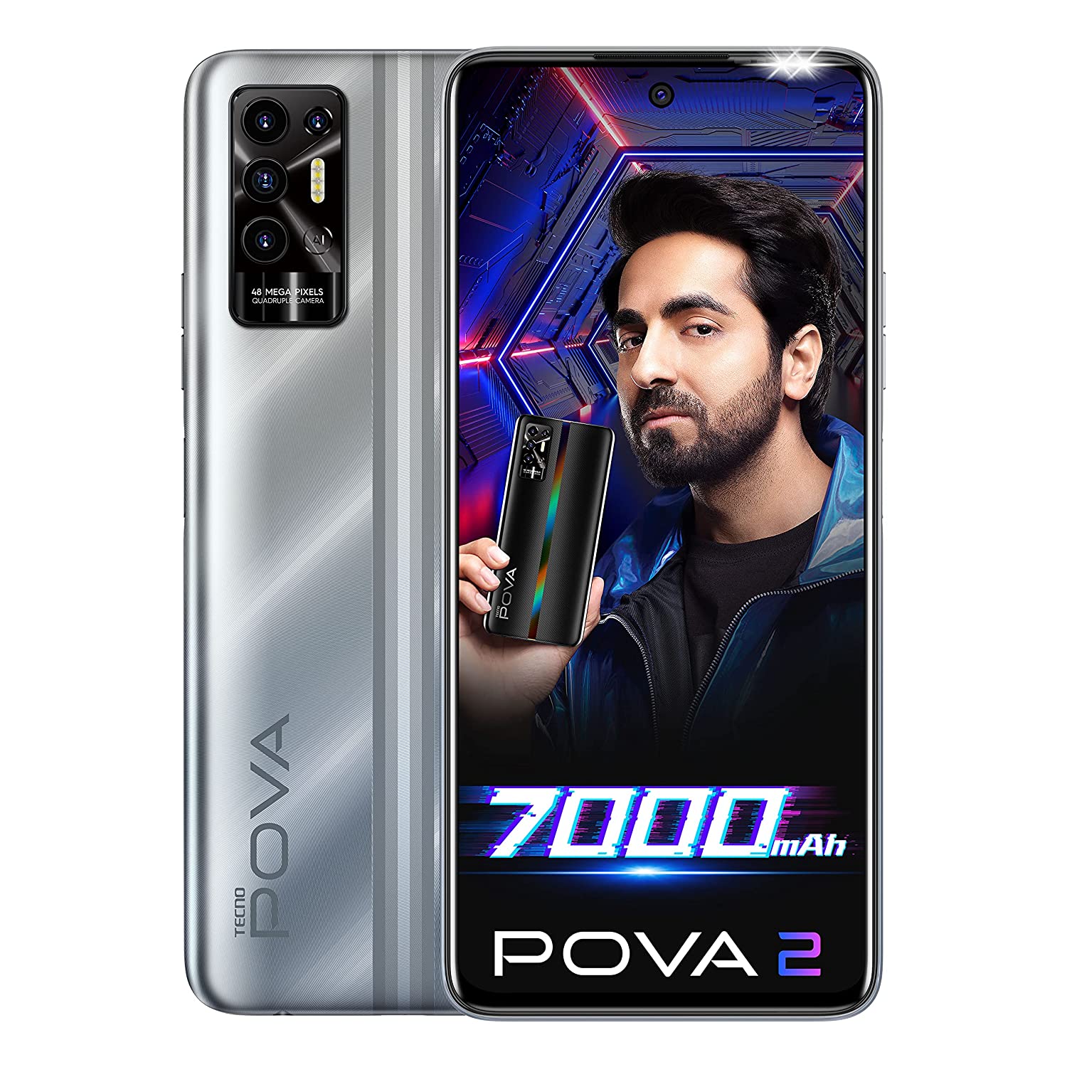 PW Exclusive | Buy Tecno POVA 2 (Polar Silver, 4GB RAM, 64GB Storage)| 7000mAh Battery | 48MP Camera | Helio G85 + Apply Rs.1000 Coupon