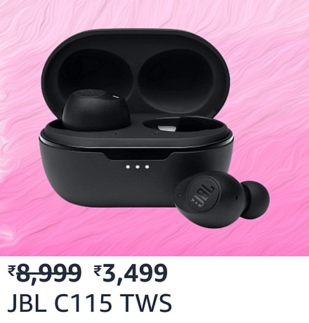 GREAT REPUBLIC DAY SALE | Buy JBL C115 TWS, True Wireless Earbuds with Mic, Jumbo 21 Hours Playtime with Quick Charge, True Bass, Dual Connect, Bluetooth 5.0, Type C & Voice Assistant Support for Mobile Phones (Black)