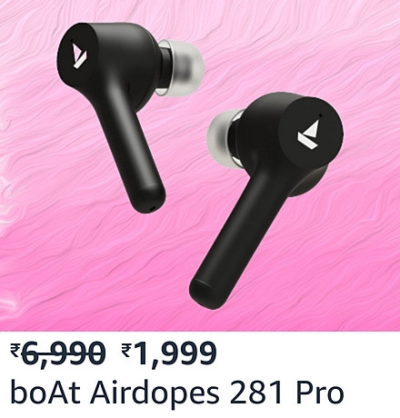 GREAT REPUBLIC DAY SALE | Buy boAt Airdopes 281 Pro Truly Wireless Bluetooth in Ear Earbuds with Mic (Active Black)