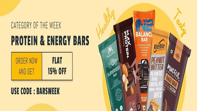 Flat 15% Off On Protein & Energy Bars