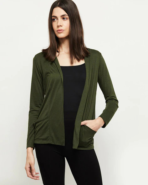 Buy MAX Open-Front Shrug With Patch Pockets At Rs. 499