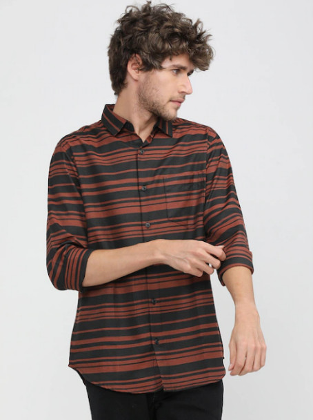 Buy KETCH Men Black Slim Fit Multi Stripes Opaque Striped Casual Shirt