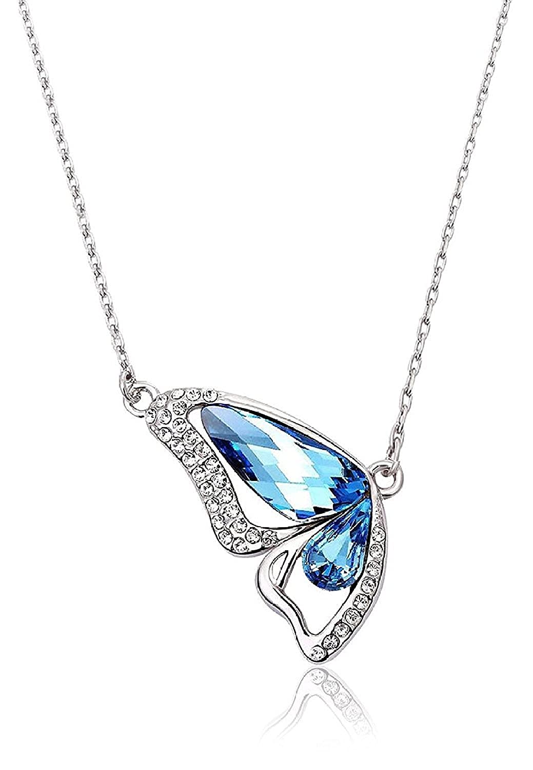 Buy Yellow Chimes Moxie Collection ? Designer Blue Butterfly ? Austrian Cyrstal Pendant for Women & Girls