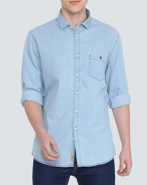 Buy LOUIS PHILIPPE Cotton Slim Fit Shirt with Patch Pocket