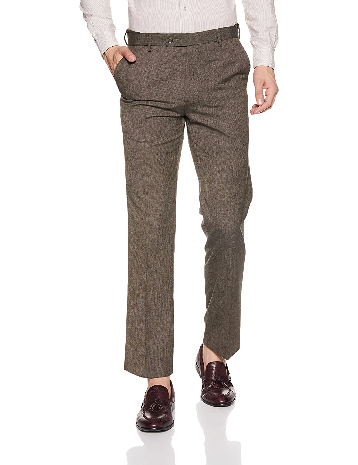 Buy Arrow Newyork Mid Rise Textured Formal Trousers - NNNOW.com