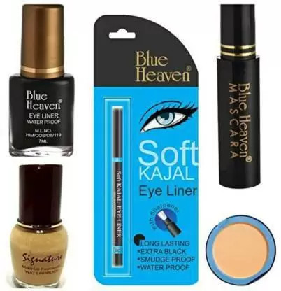 Buy BLUE HEAVEN MAKE UP SET OF 5 EYE LINER ,MASCARA, 12ML FOUNDATION, COMPACT,SOFT KAJAL (5 Items in the set) (5 Items in the set)