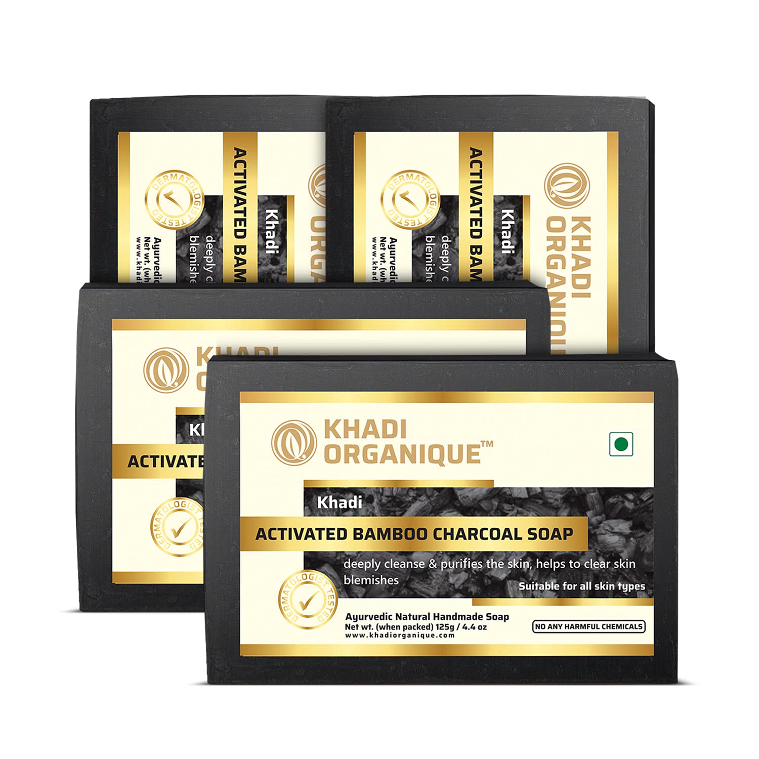 Buy Khadi Organique Activated Charcoal Soap, Removes Blackheads Pack Of 4