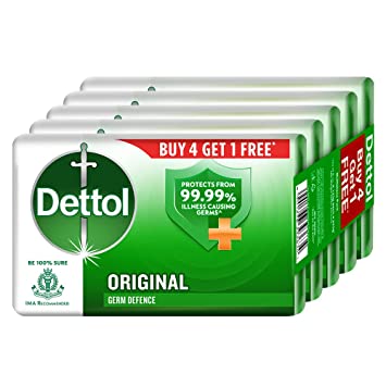 Buy Dettol Original Germ Protection Bathing Soap bar, 125gm (Pack of 5)