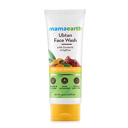 Buy Mamaearth Ubtan Natural Face Wash for All Skin Type with Turmeric & Saffron for Tan removal and Skin brightning 100 ml - SLS & Paraben Free