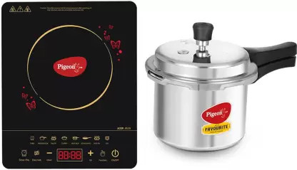 Pigeon Acer Plus Induction Cooktop with IB 3 Ltr Pressure Cooker 2020 Combo + 10% Instant Discount on SBI Cards