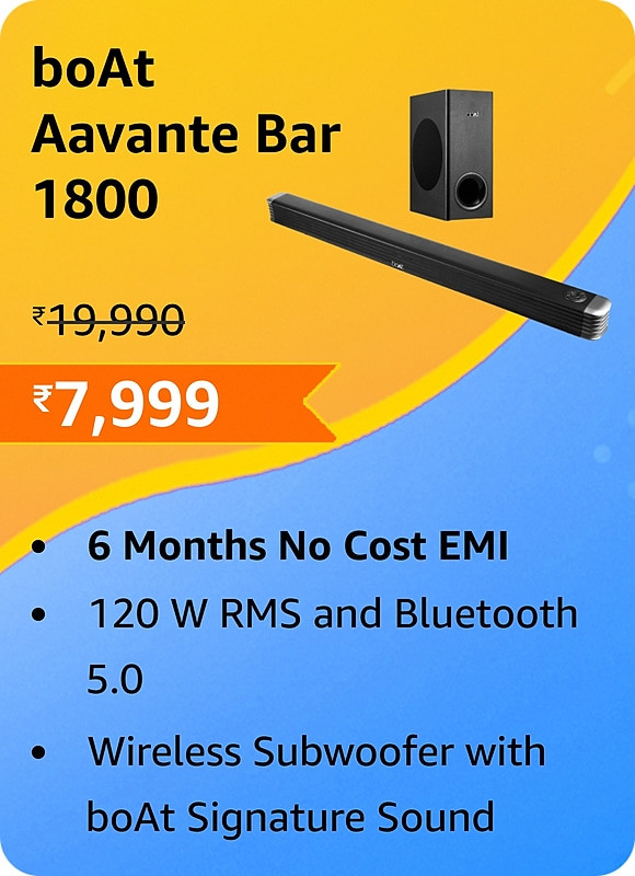 Buy boAt AAVANTE Bar 1800 120W 2.1 Channel Bluetooth Soundbar with boAt Signature Sound,