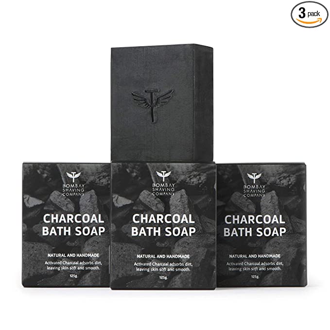 Bombay Shaving Company Activated Bamboo Charcoal Bath Soap for Deep Clean and Anti-pollution Effect, 125g (Pack of 3) | Made in India