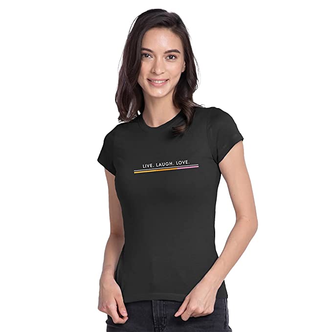 Bewakoof Women Live Love Strip Printed T-Shirt