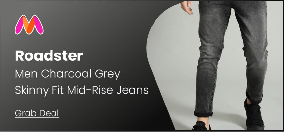 Roadster Men Charcoal Grey Skinny Fit Mid-Rise Clean Look Stretchable LYCRA Fiber Jeans