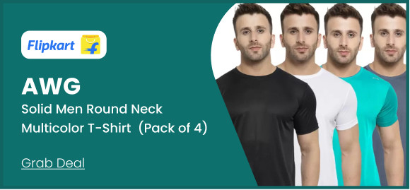 AWG Solid Men Round Neck Multicolor T-Shirt (Pack of 4)