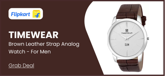 TIMEWEAR 192WDTG TIMEWEAR Slim Series Two Hands Brown Leather Strap Analog Watch - For Men