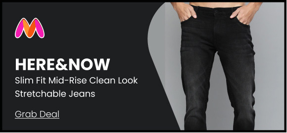 HERE&NOW Men Charcoal Black Slim Fit Mid-Rise Clean Look Stretchable Jeans