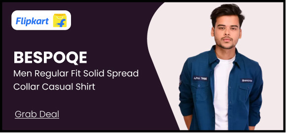 BESPOQE Men Regular Fit Solid Spread Collar Casual Shirt