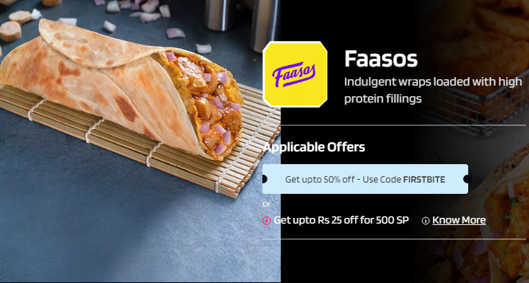 Upto 50% Off On First Order At Faasos