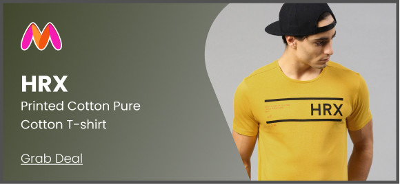 Buy HRX by Hrithik Roshan Men Yellow Printed Cotton Pure Cotton T-shirt -  PaisaWapas