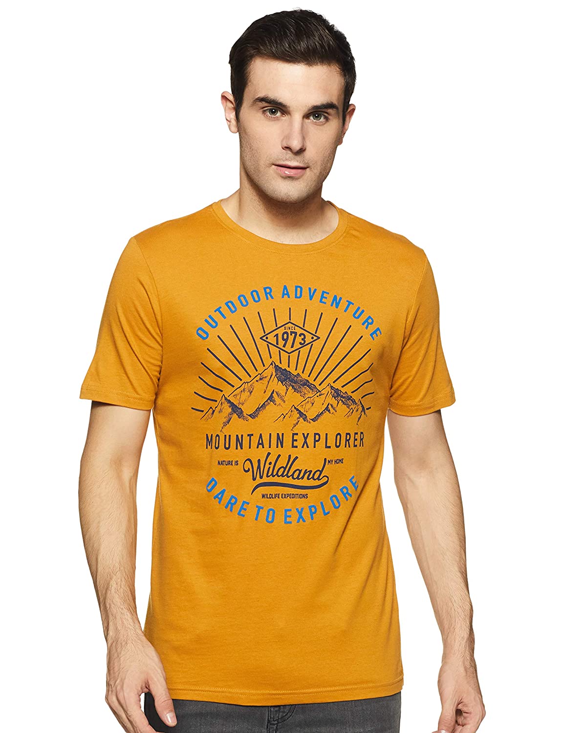 Cherokee Men's Printed Regular fit 282398415_T Shirt_Mustard_XL
