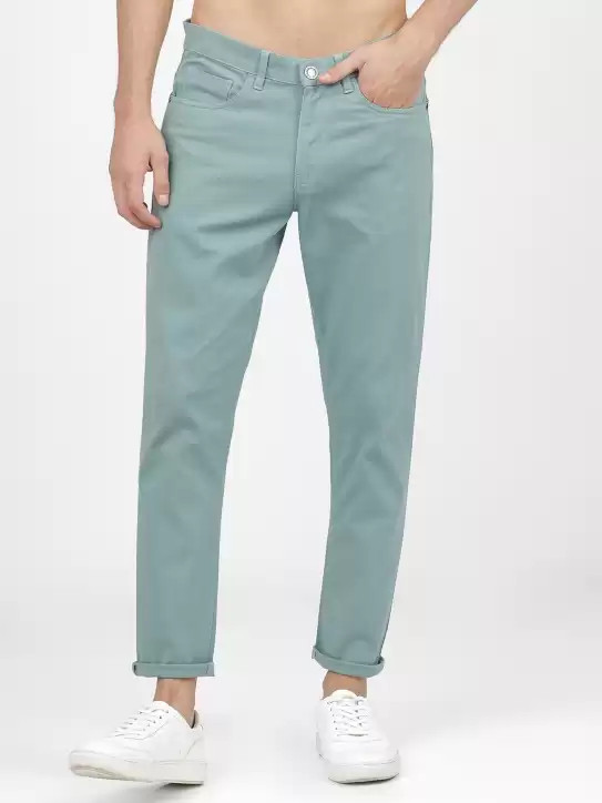 Buy HIGHLANDER Tapered Men Blue Cotton Lycra Blend Trousers