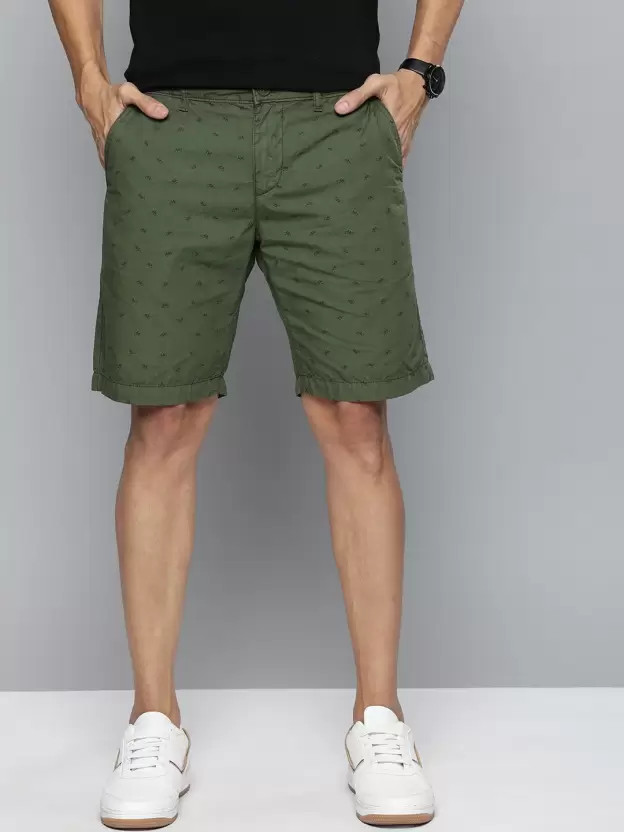 Mast & Harbour Printed Men Green Chino Shorts