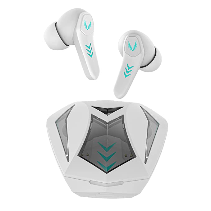 TAGG Rogue 100GT Wireless Gaming Earbuds || with 50ms Low Latency for Better Gaming || 20Hrs Playtime || Quad Mic with ENC for Best Calling || Wireless Earbuds Made for Comfort Gaming || White
