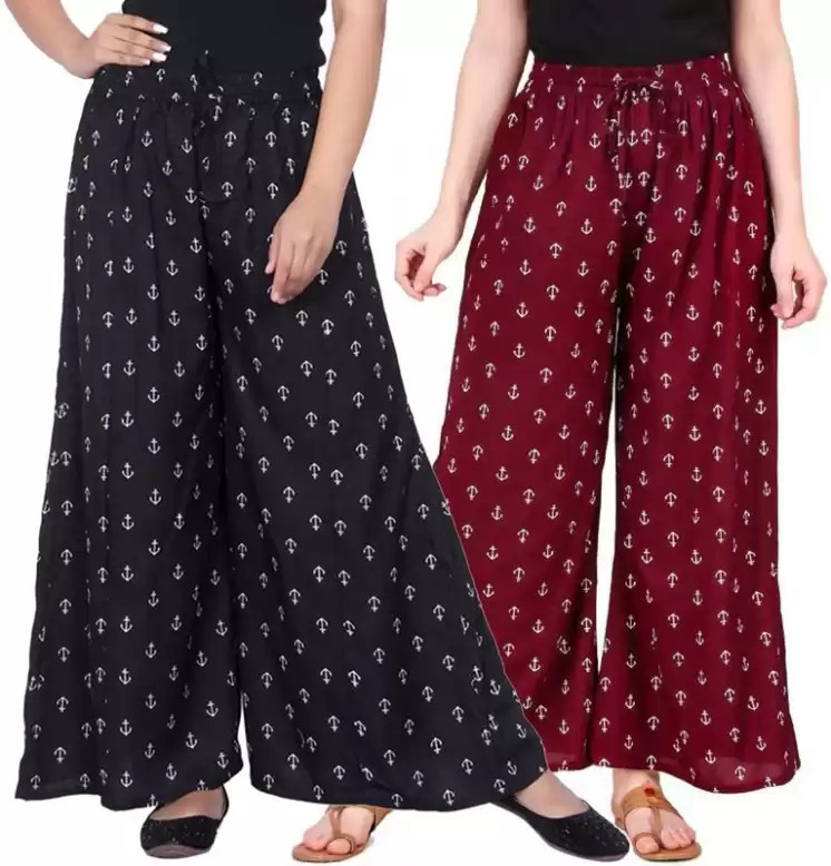 Buy VR Deals Relaxed Women Black, Maroon Rayon Trousers