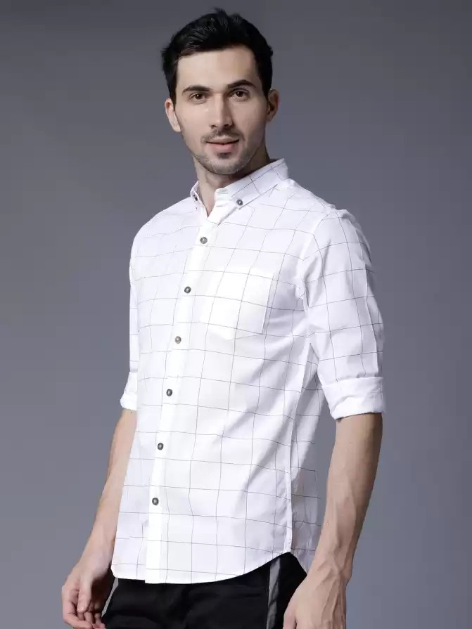 Buy HIGHLANDER Men Slim Fit Checkered Button Down Collar Casual Shirt ...