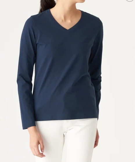 MUJI Organic Cotton Jersey-Stitch V-neck T-shirt - PaisaWapas