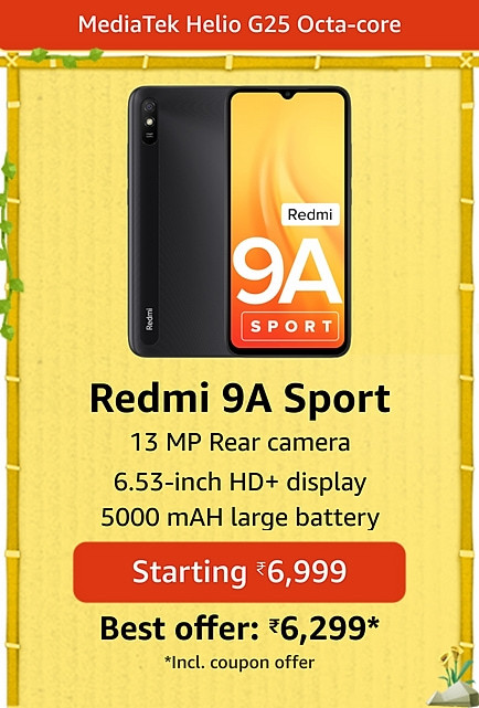 Buy Redmi 9A Sport (32GB ROM, 2GB RAM, MZB0A0VIN, Coral Green) + Apply Rs.700