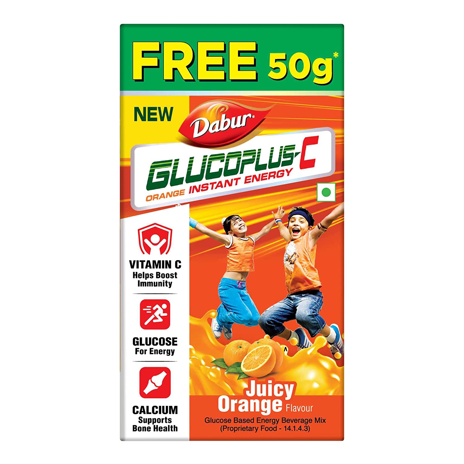 Dabur GlucoPlus C Orange Instant Energy Boost 200g Get 50g Free