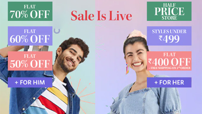 BRAND MANIA SALE | Flat 40% To 70% Off + Instant 10% OFF On Order Above 1199 + Extra Rs.400 Off for New User