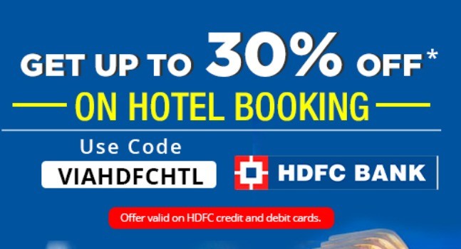 GET UP TO 30% OFF* ON HOTEL BOOKING | HDFC BANK Offer valid on HDFC credit and debit cards.