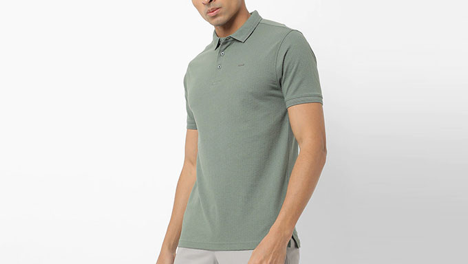 Buy NETPLAY Jacquard-Woven Slim Fit Polo T-shirt