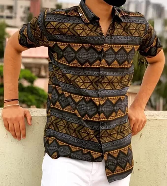 As Fashion Men's Lycra Lining Digital Printed Stitched Half Sleeve Shirt Casual Shirts