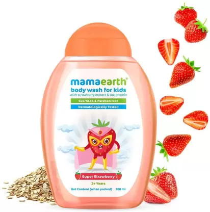 MamaEarth Super Strawberry Body Wash for Kids with Strawberry & Oat Protein (300 ml)