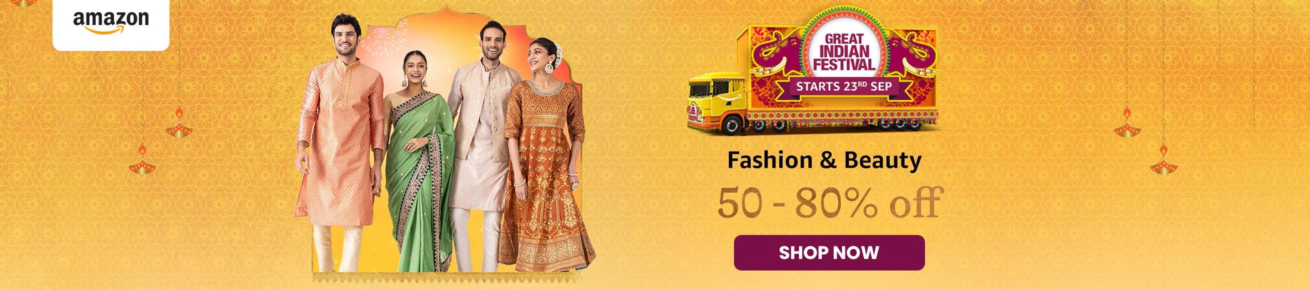 Amazon GREAT INDIAN FESTIVAL Offers on Women's Clothing - (Starts 23rd Sept)