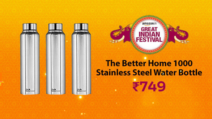 The Better Home 1000 Stainless Steel Water Bottle 1 Litre Silver (Pack of 3)