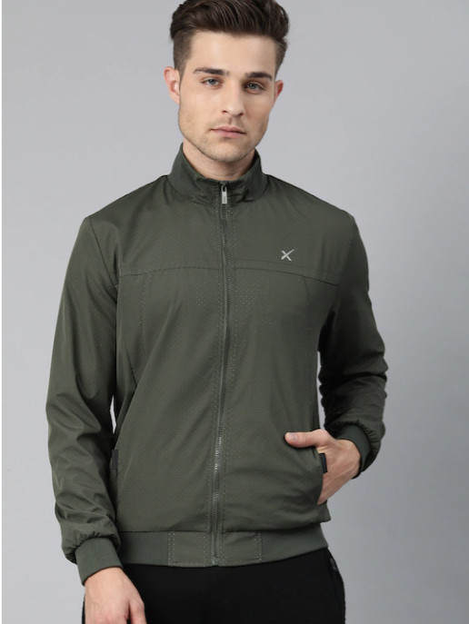 HRX by Hrithik Roshan Men Olive Green Solid Sporty Jacket - PaisaWapas