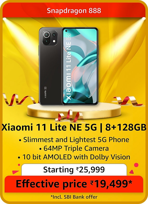 Xiaomi 11 Lite NE 5G (Jazz Blue 6GB RAM 128 GB Storage) | Slimmest (6.81mm) & Lightest (158g) 5G Smartphone 