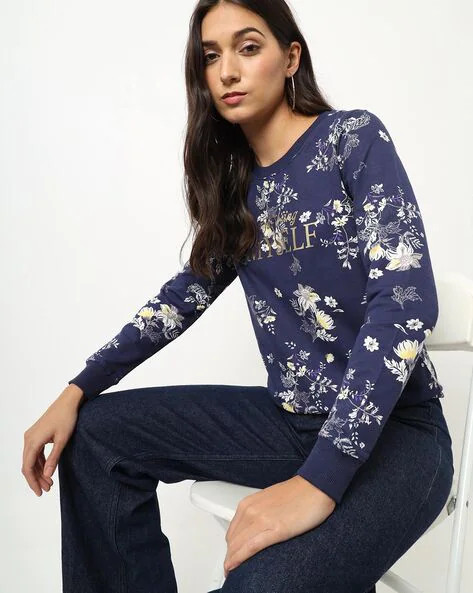 DNMX Floral Print Crew-Neck Sweatshirt