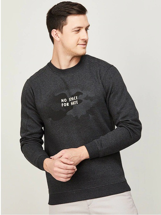 Forca Men Charcoal Typography Printed Sweatshirt