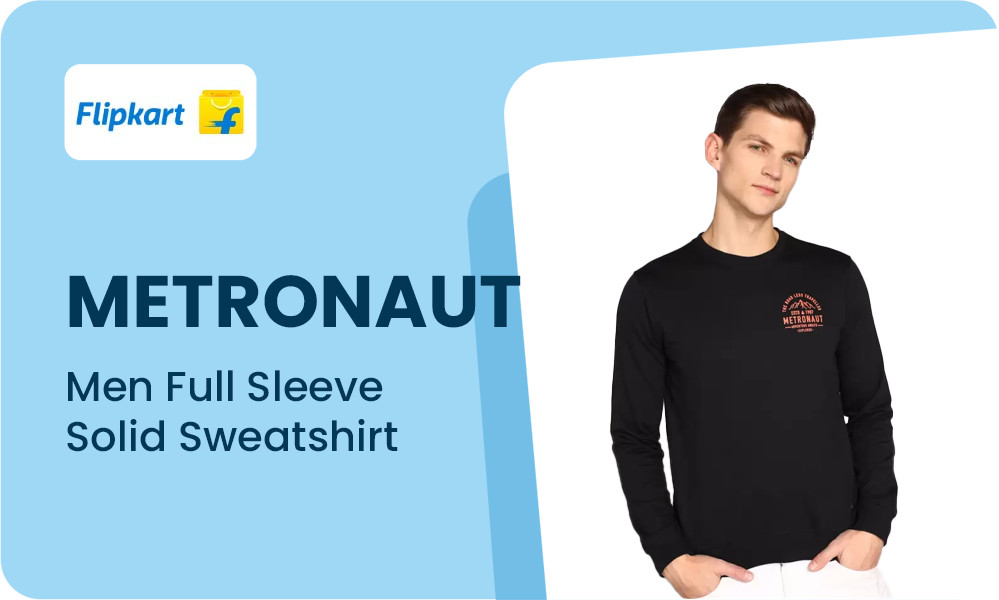 METRONAUT Men Full Sleeve Solid Sweatshirt