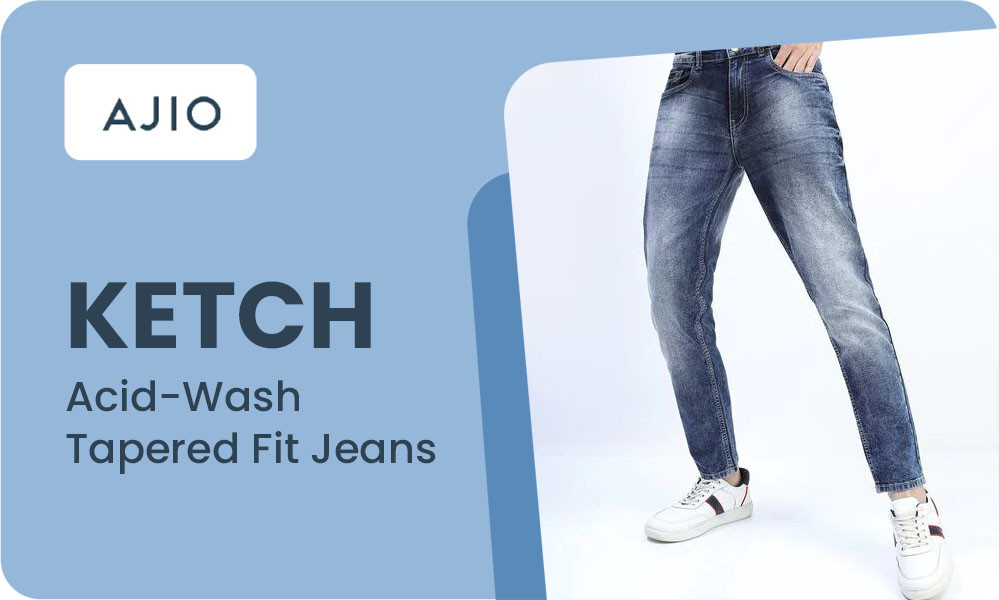 KETCH Acid-Wash Tapered Fit Jeans