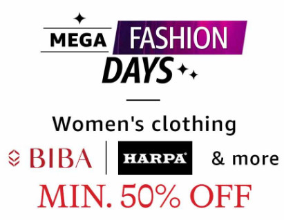 Minimum 50% Off On Women's Clothing + Extra 10% Cashback For Prime Members